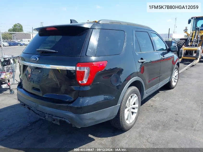 2017 Ford Explorer VIN: 1FM5K7B80HGA12059 Lot: 40339647