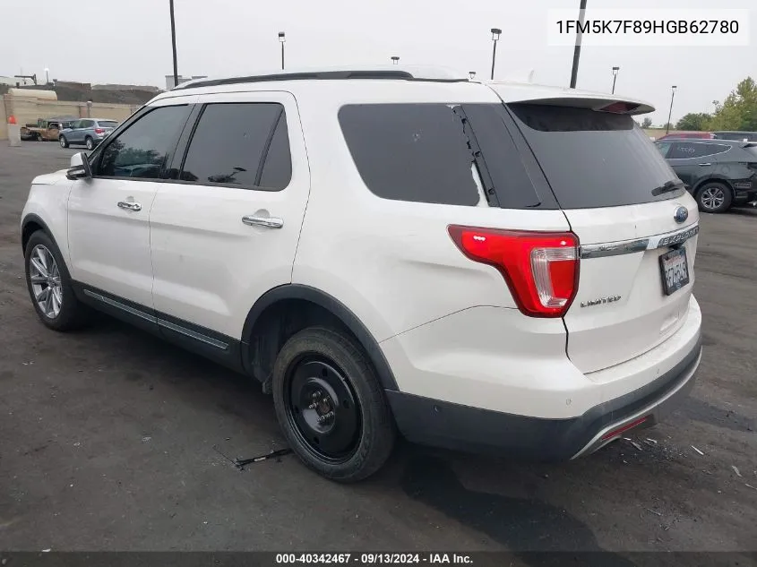 1FM5K7F89HGB62780 2017 Ford Explorer Limited