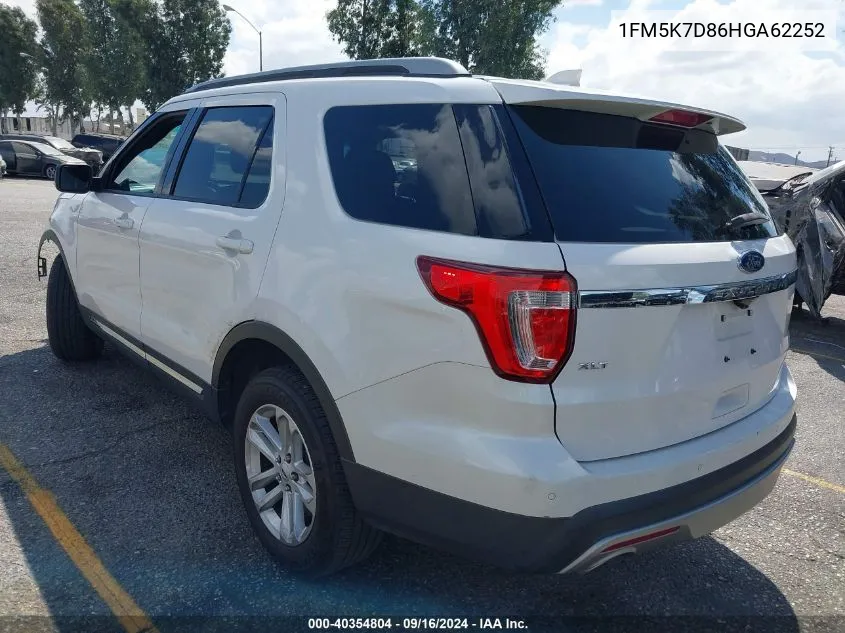 1FM5K7D86HGA62252 2017 Ford Explorer Xlt