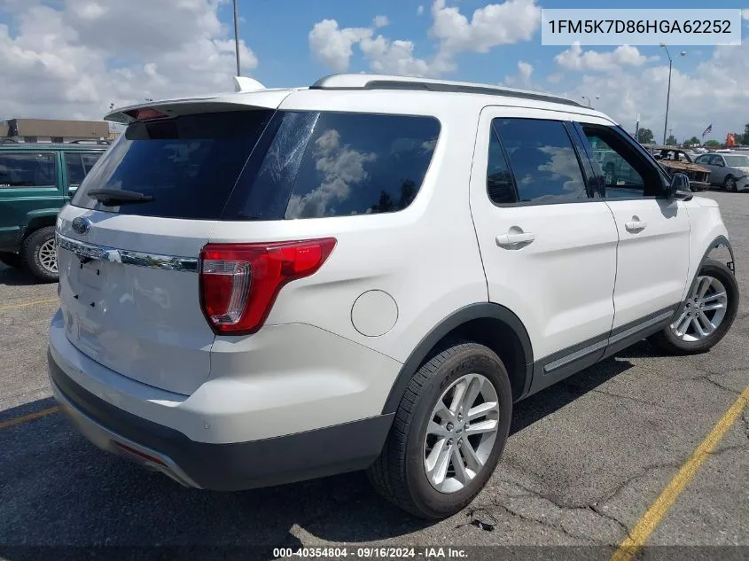 1FM5K7D86HGA62252 2017 Ford Explorer Xlt