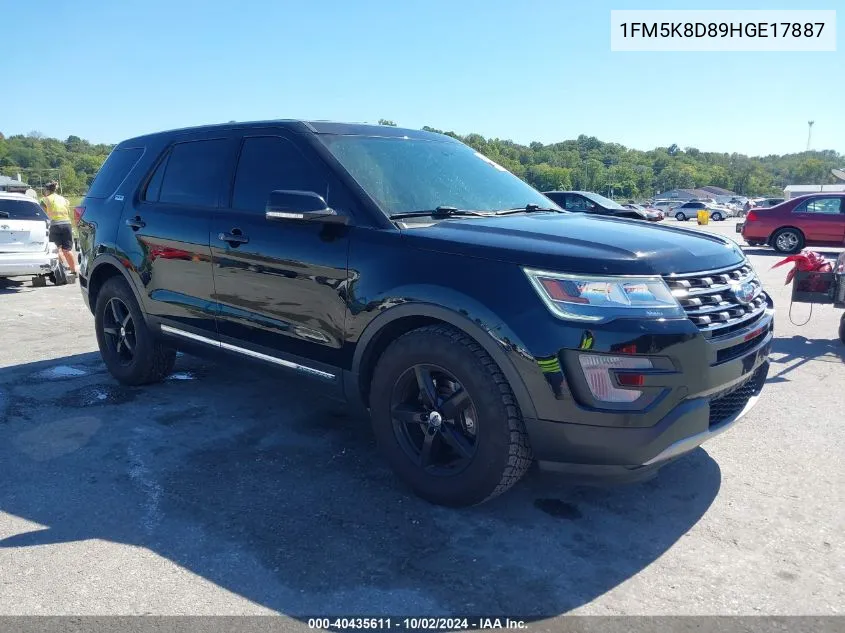 2017 Ford Explorer Xlt VIN: 1FM5K8D89HGE17887 Lot: 40435611