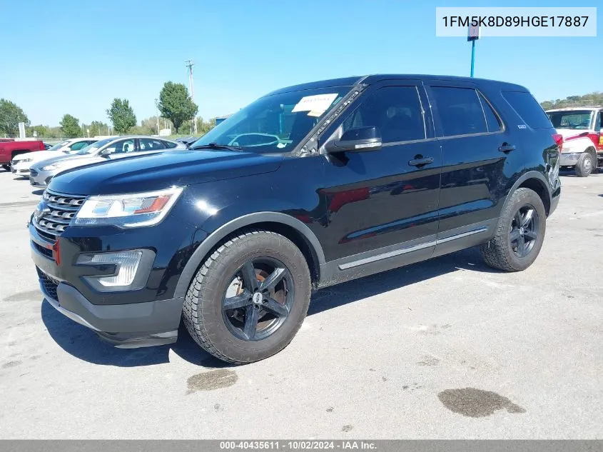 2017 Ford Explorer Xlt VIN: 1FM5K8D89HGE17887 Lot: 40435611