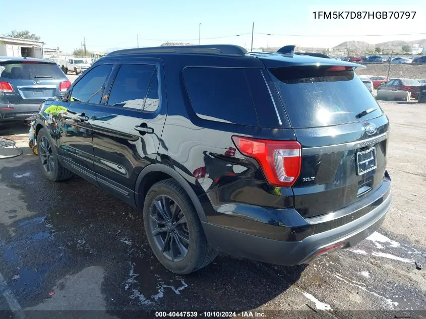 2017 Ford Explorer Xlt VIN: 1FM5K7D87HGB70797 Lot: 40447539