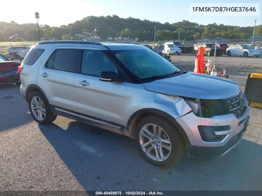 2017 Ford Explorer Xlt VIN: 1FM5K7D87HGE37646 Lot: 40459875