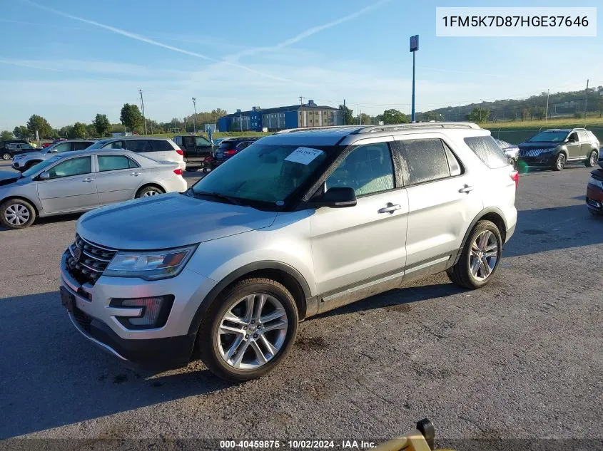 2017 Ford Explorer Xlt VIN: 1FM5K7D87HGE37646 Lot: 40459875