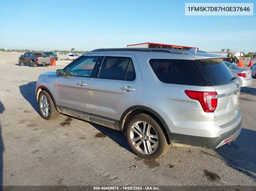 2017 Ford Explorer Xlt VIN: 1FM5K7D87HGE37646 Lot: 40459875