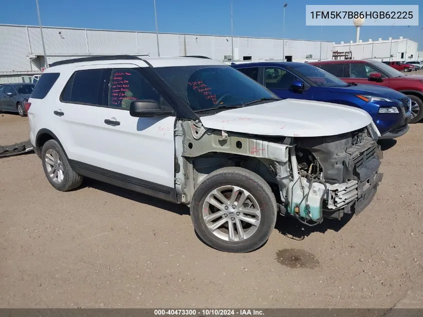 2017 Ford Explorer VIN: 1FM5K7B86HGB62225 Lot: 40473300