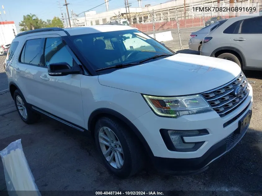 2017 Ford Explorer Xlt VIN: 1FM5K7D82HGB91699 Lot: 40487344