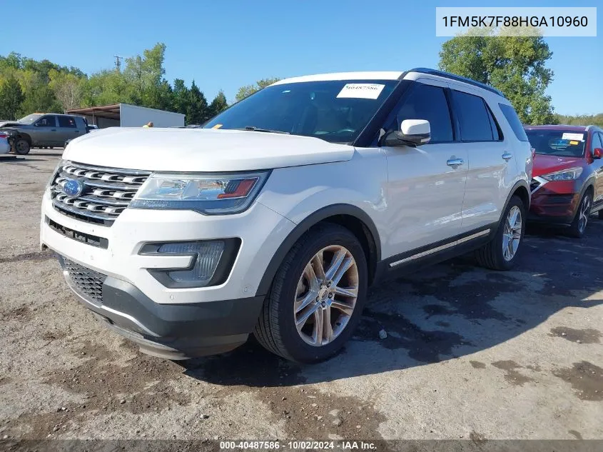 2017 Ford Explorer Limited VIN: 1FM5K7F88HGA10960 Lot: 40487586