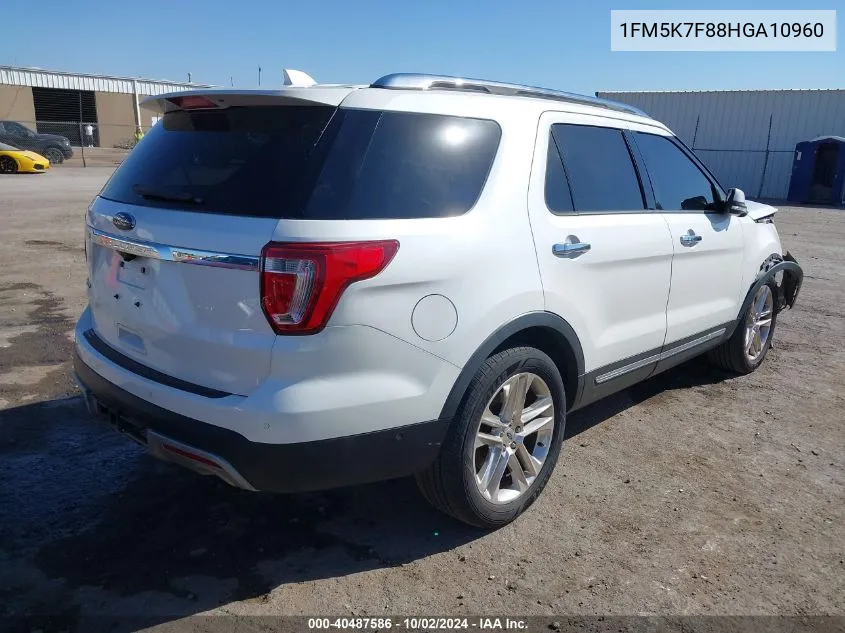 2017 Ford Explorer Limited VIN: 1FM5K7F88HGA10960 Lot: 40487586