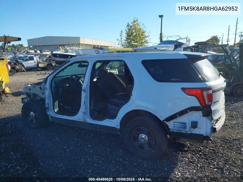 2017 Ford Explorer Police Interceptor VIN: 1FM5K8AR8HGA62952 Lot: 40490628