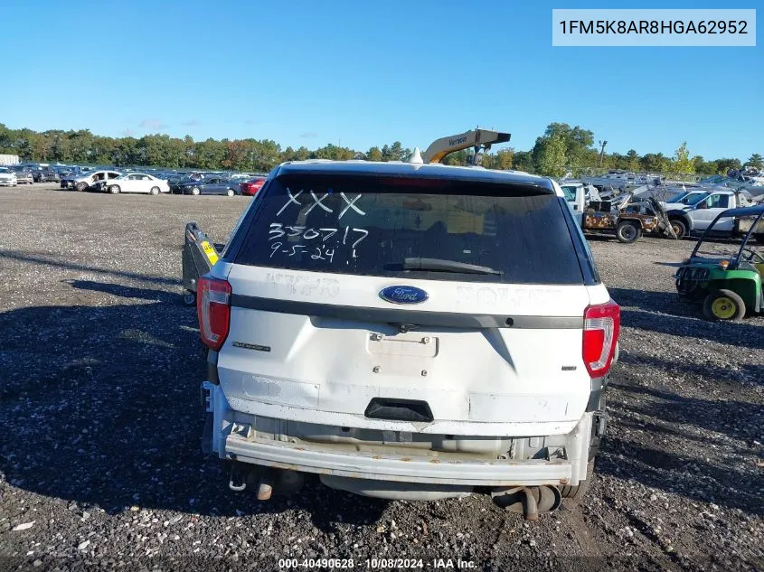 2017 Ford Explorer Police Interceptor VIN: 1FM5K8AR8HGA62952 Lot: 40490628