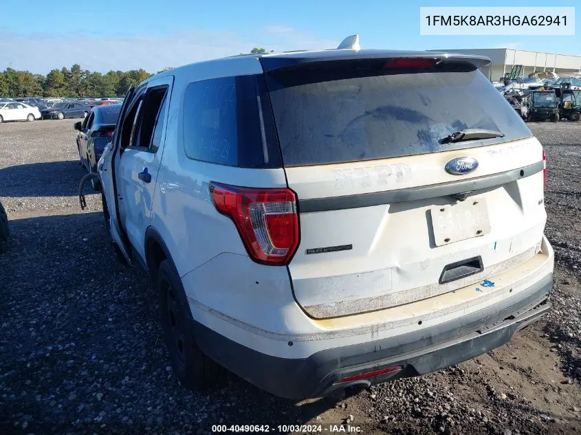 2017 Ford Utility Police Interceptor VIN: 1FM5K8AR3HGA62941 Lot: 40490642