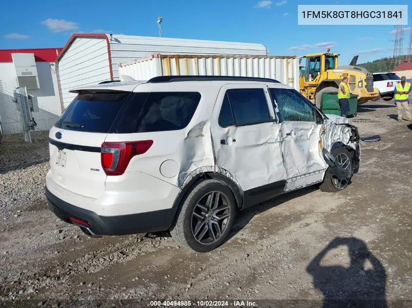 2017 Ford Explorer Sport VIN: 1FM5K8GT8HGC31841 Lot: 40494985