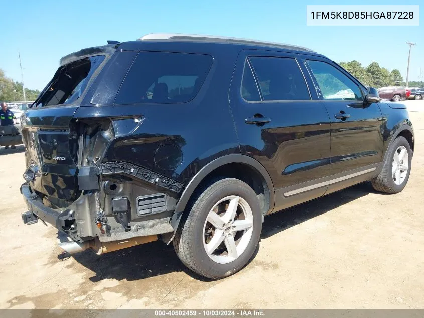 2017 Ford Explorer Xlt VIN: 1FM5K8D85HGA87228 Lot: 40502459