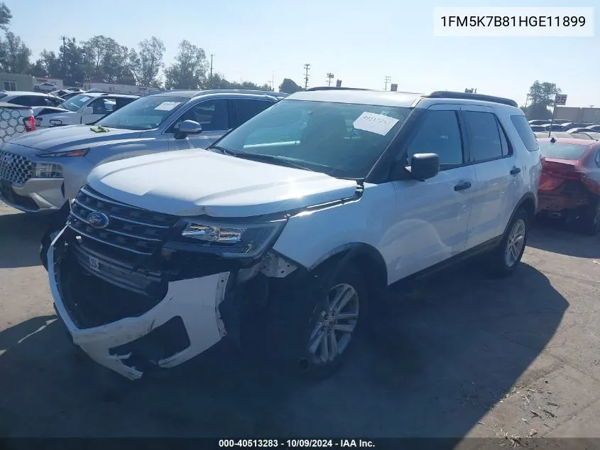 2017 Ford Explorer VIN: 1FM5K7B81HGE11899 Lot: 40513283