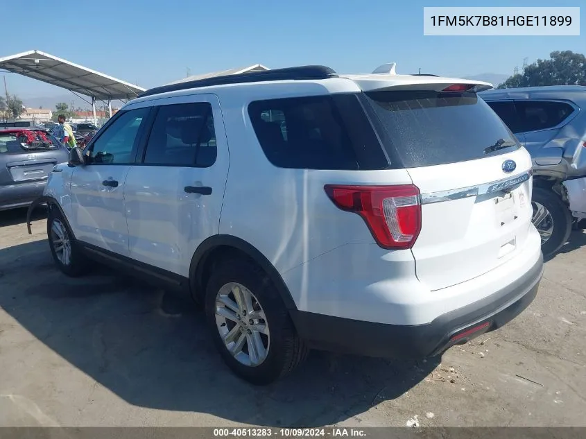 2017 Ford Explorer VIN: 1FM5K7B81HGE11899 Lot: 40513283