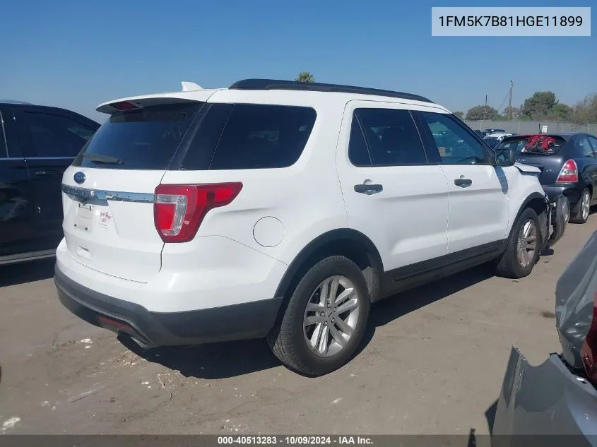 2017 Ford Explorer VIN: 1FM5K7B81HGE11899 Lot: 40513283