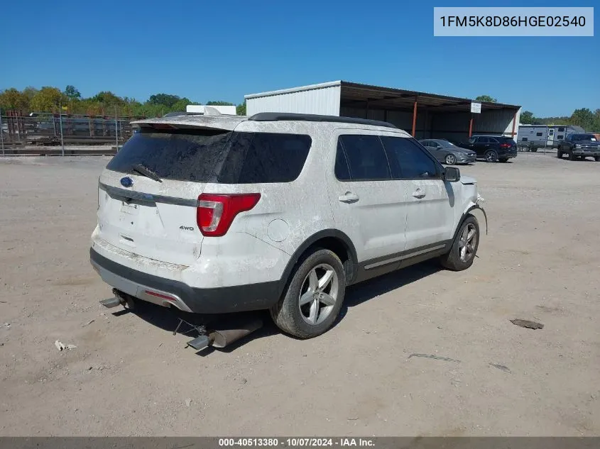 2017 Ford Explorer Xlt VIN: 1FM5K8D86HGE02540 Lot: 40513380