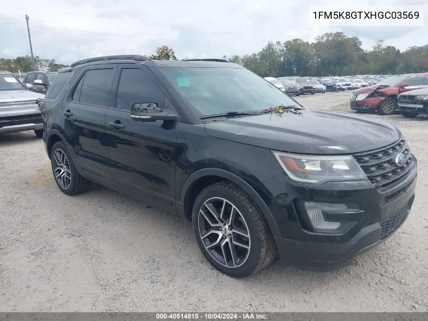 2017 Ford Explorer Sport VIN: 1FM5K8GTXHGC03569 Lot: 40514815