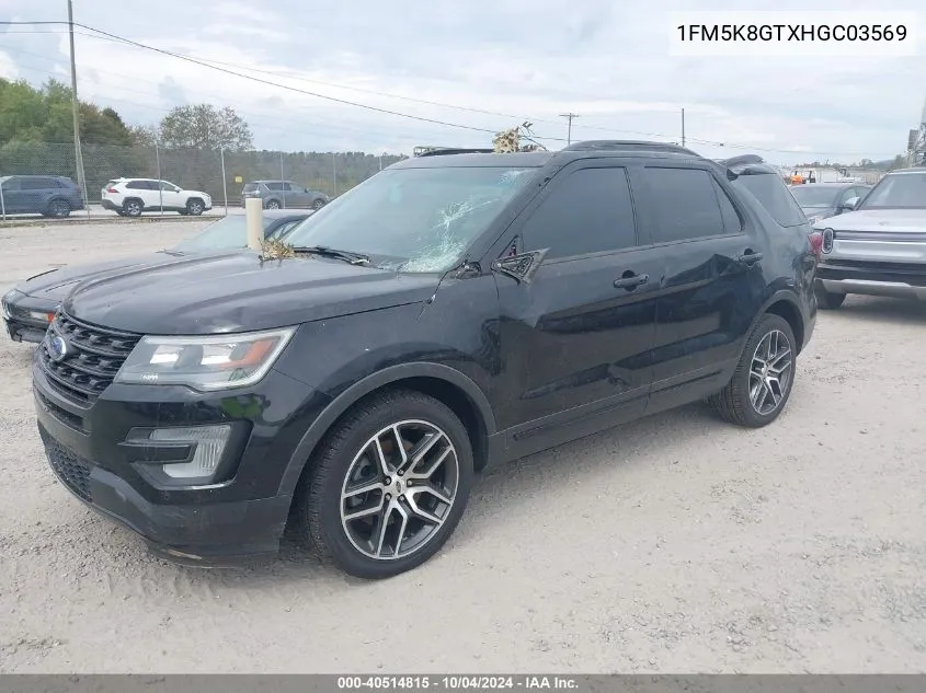 2017 Ford Explorer Sport VIN: 1FM5K8GTXHGC03569 Lot: 40514815