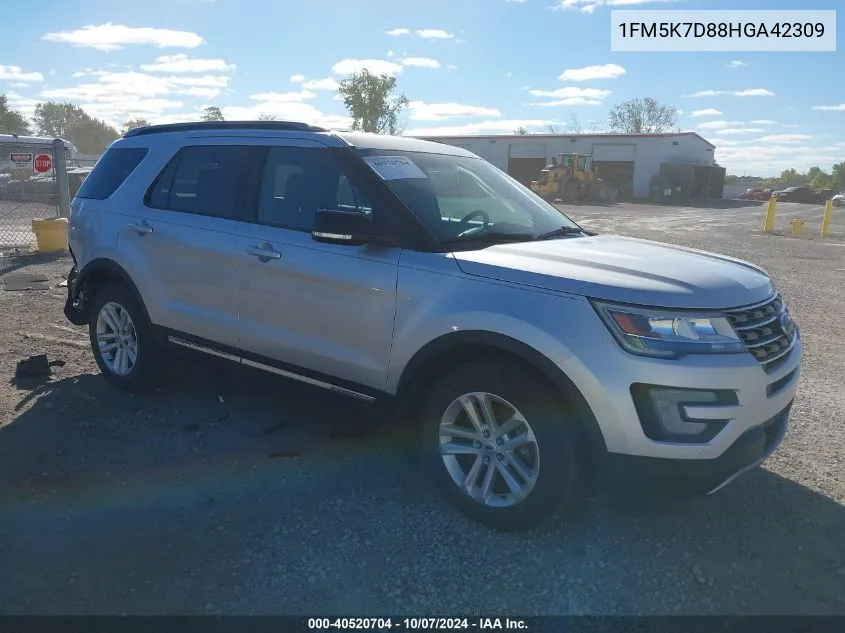 2017 Ford Explorer Xlt VIN: 1FM5K7D88HGA42309 Lot: 40520704