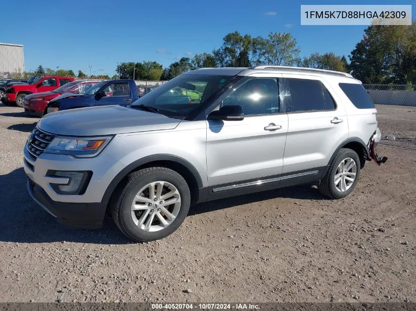 2017 Ford Explorer Xlt VIN: 1FM5K7D88HGA42309 Lot: 40520704