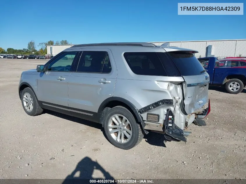 2017 Ford Explorer Xlt VIN: 1FM5K7D88HGA42309 Lot: 40520704