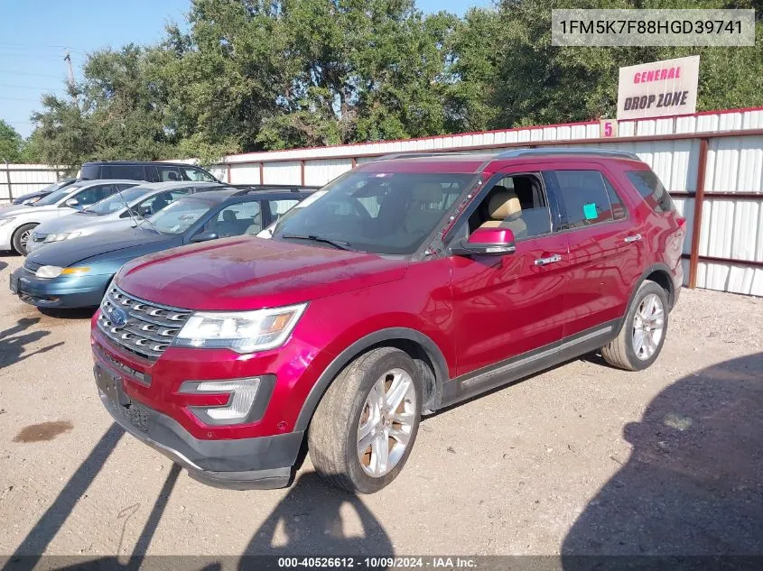 2017 Ford Explorer Limited VIN: 1FM5K7F88HGD39741 Lot: 40526612