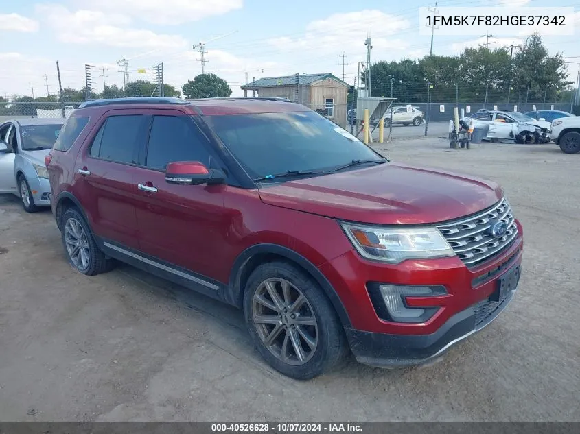 2017 Ford Explorer Limited VIN: 1FM5K7F82HGE37342 Lot: 40526628