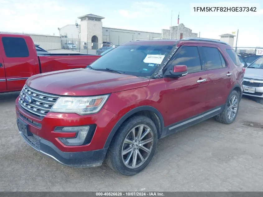 2017 Ford Explorer Limited VIN: 1FM5K7F82HGE37342 Lot: 40526628