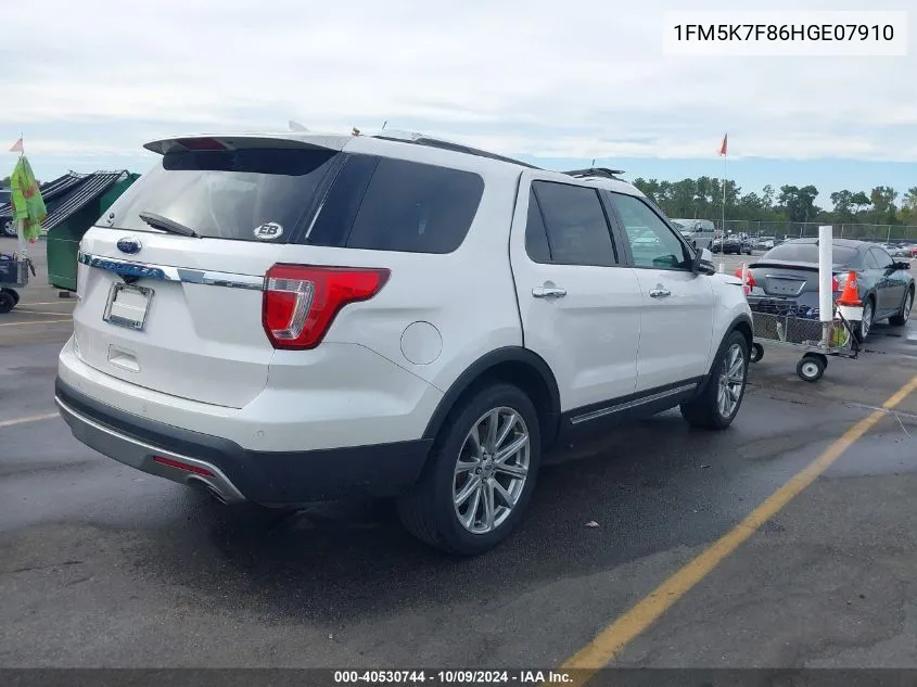 2017 Ford Explorer Limited VIN: 1FM5K7F86HGE07910 Lot: 40530744