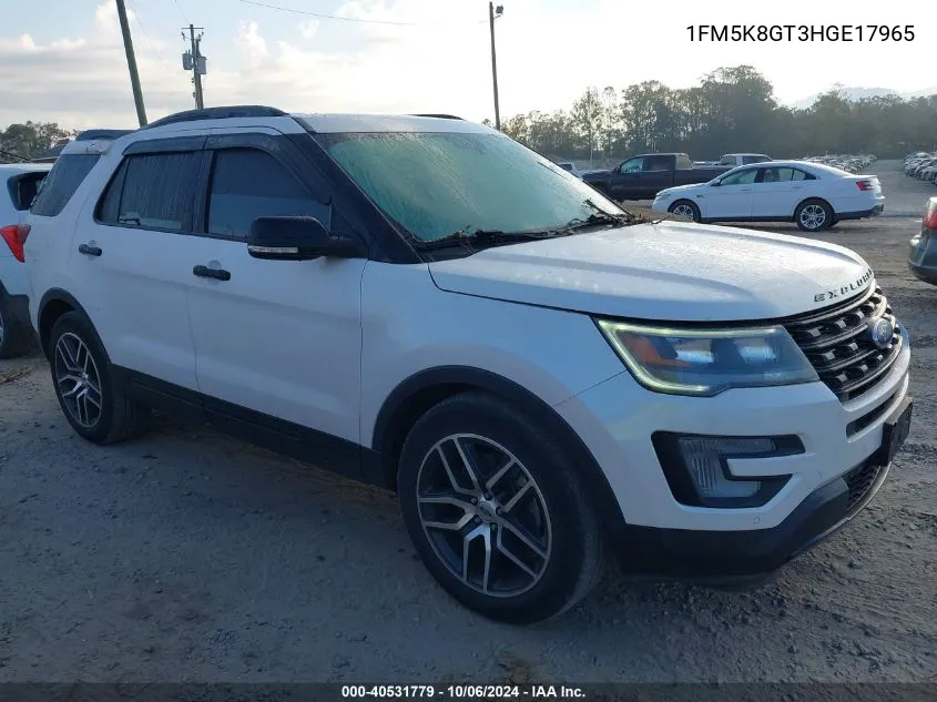 2017 Ford Explorer Sport VIN: 1FM5K8GT3HGE17965 Lot: 40531779