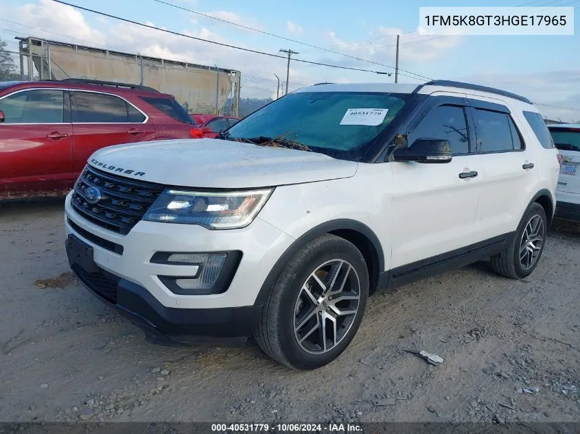 2017 Ford Explorer Sport VIN: 1FM5K8GT3HGE17965 Lot: 40531779