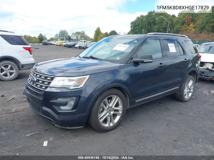 2017 Ford Explorer Xlt VIN: 1FM5K8D8XHGE17879 Lot: 40536146