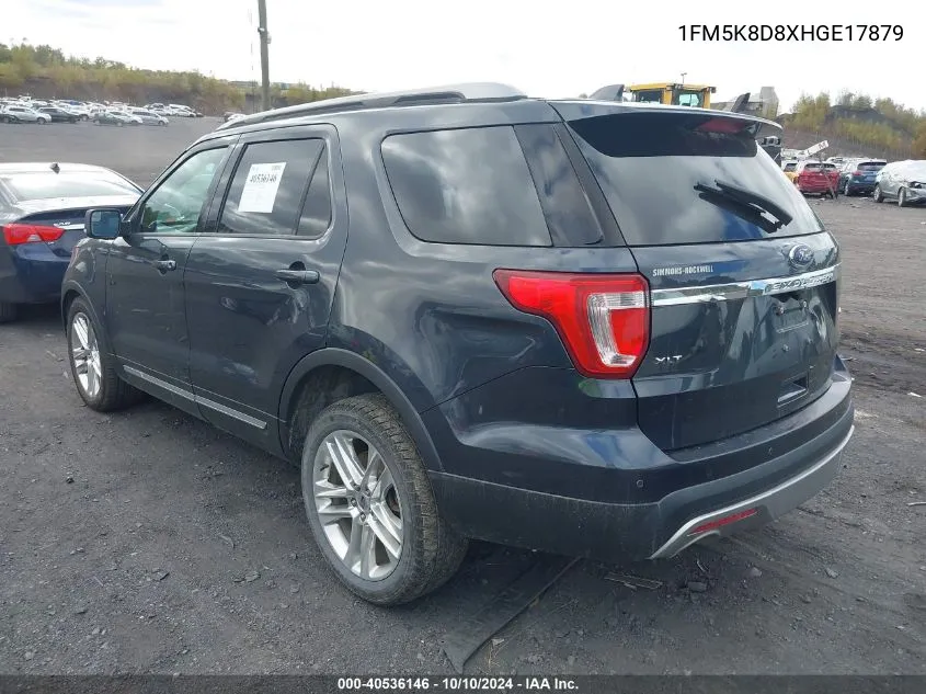 1FM5K8D8XHGE17879 2017 Ford Explorer Xlt