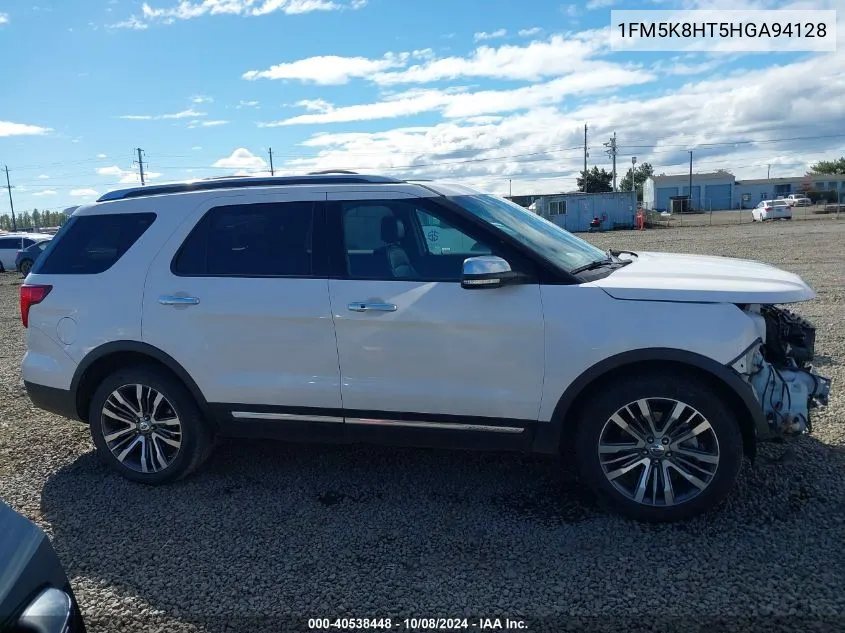 2017 Ford Explorer Platinum VIN: 1FM5K8HT5HGA94128 Lot: 40538448