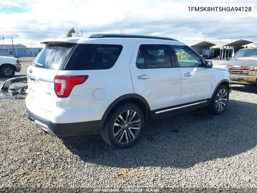 2017 Ford Explorer Platinum VIN: 1FM5K8HT5HGA94128 Lot: 40538448