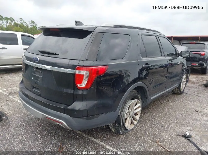 2017 Ford Explorer Xlt VIN: 1FM5K7D88HGD09965 Lot: 40543597