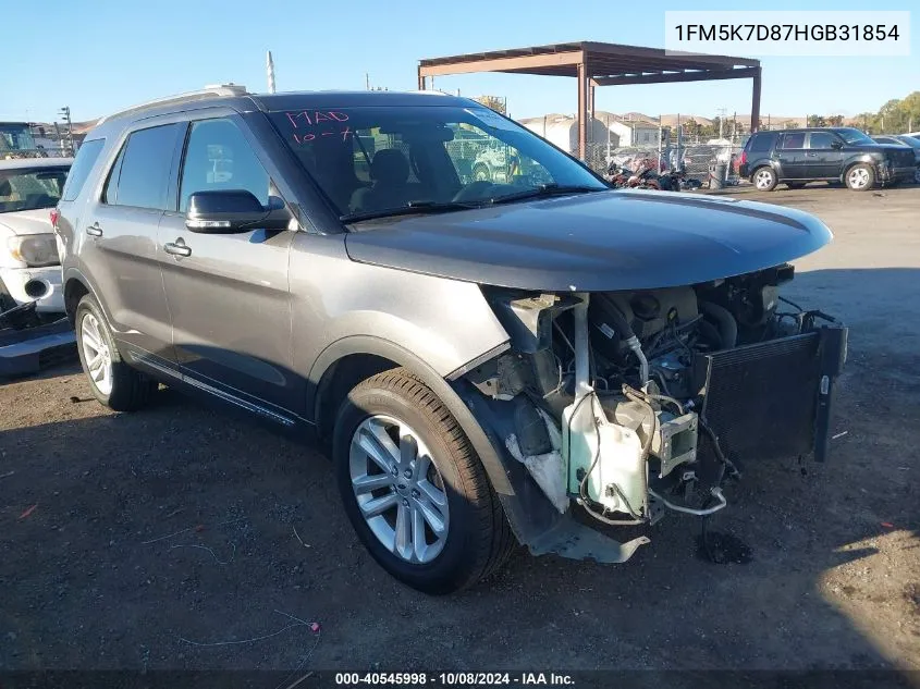 2017 Ford Explorer Xlt VIN: 1FM5K7D87HGB31854 Lot: 40545998