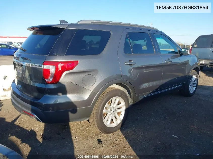 2017 Ford Explorer Xlt VIN: 1FM5K7D87HGB31854 Lot: 40545998