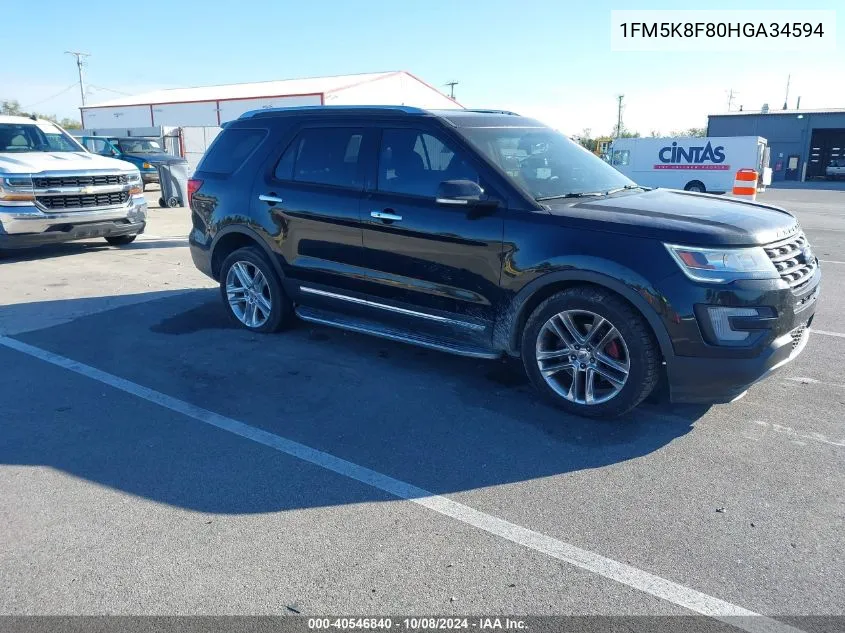 2017 Ford Explorer Limited VIN: 1FM5K8F80HGA34594 Lot: 40546840