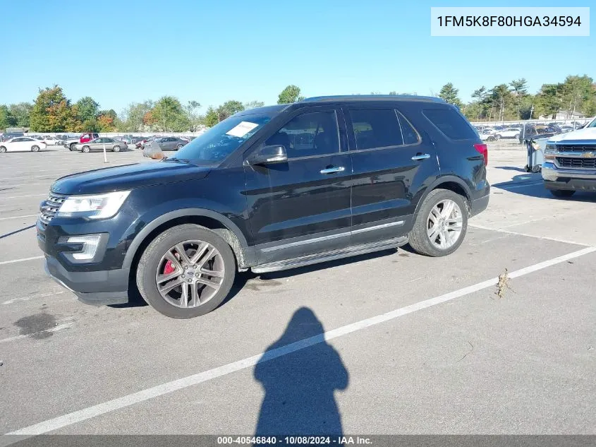 2017 Ford Explorer Limited VIN: 1FM5K8F80HGA34594 Lot: 40546840