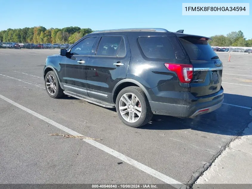 2017 Ford Explorer Limited VIN: 1FM5K8F80HGA34594 Lot: 40546840