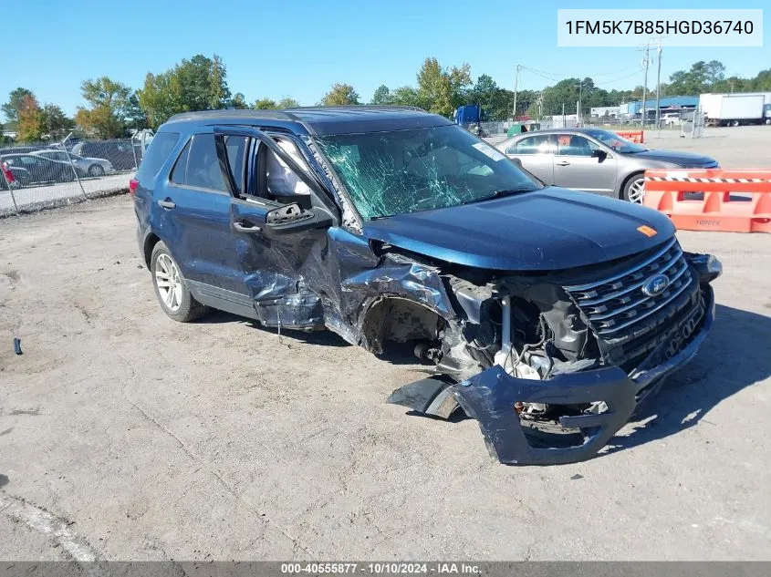 2017 Ford Explorer VIN: 1FM5K7B85HGD36740 Lot: 40555877