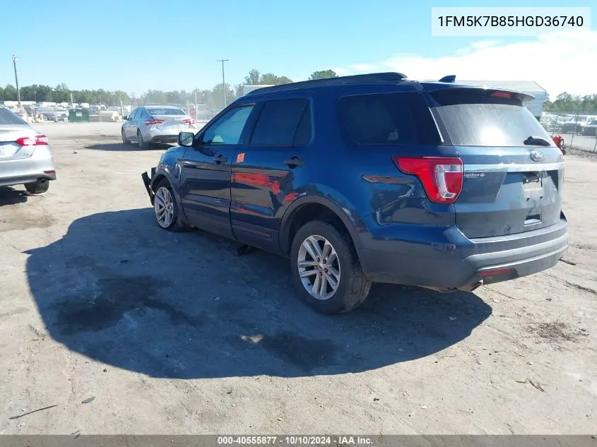 2017 Ford Explorer VIN: 1FM5K7B85HGD36740 Lot: 40555877