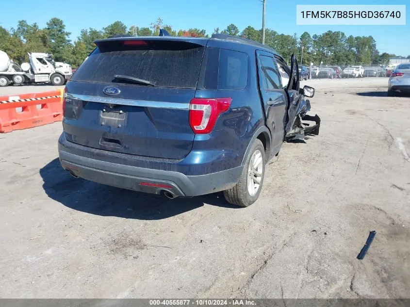 2017 Ford Explorer VIN: 1FM5K7B85HGD36740 Lot: 40555877