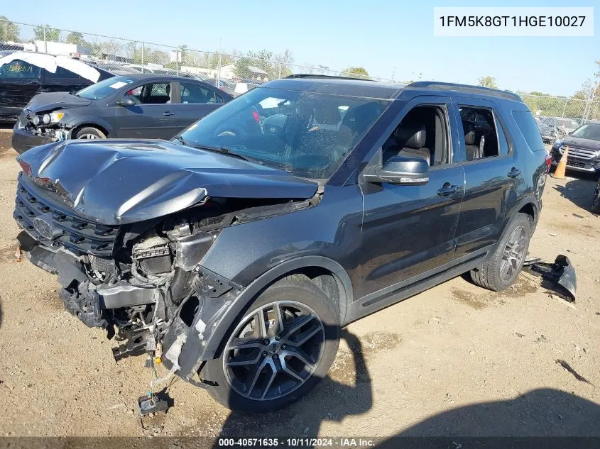 2017 Ford Explorer Sport VIN: 1FM5K8GT1HGE10027 Lot: 40571635