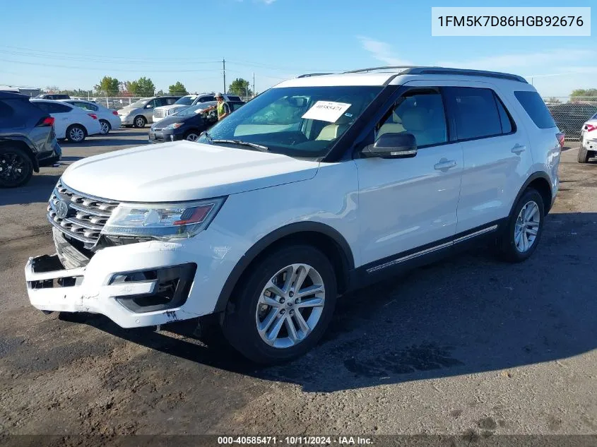 1FM5K7D86HGB92676 2017 Ford Explorer Xlt