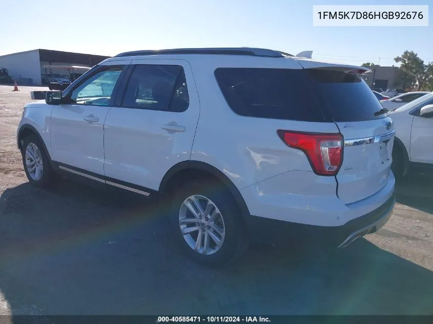 1FM5K7D86HGB92676 2017 Ford Explorer Xlt